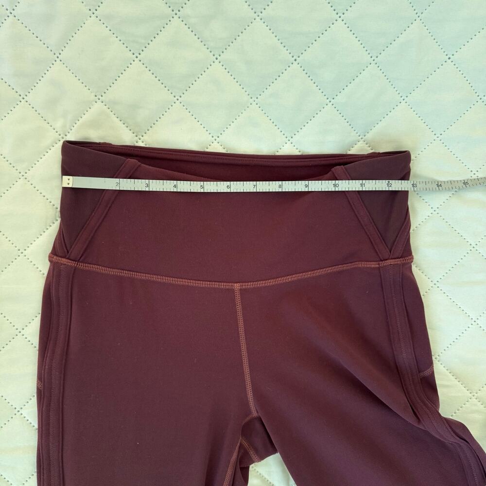 Athleta High Rise Leggings Laser Cut Mesh Trim Burgundy Sz S Yoga Gym - Picture 10 of 10